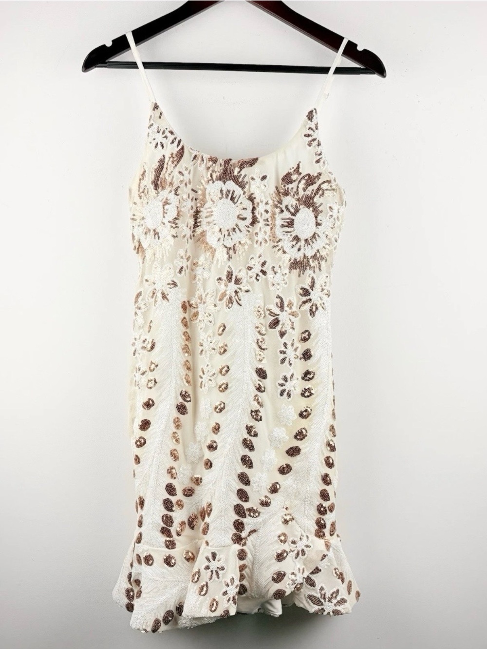 Angel Biba Sparkle Sequin Embellished Ruffle Dress Evening Glam Party Sz Medium